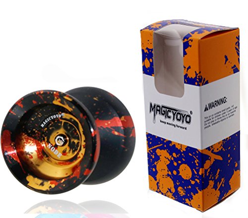 MAGICYOYO Unresponsive Y01 Node Yoyo Black &Golden& Red Acid Finished with Glove+ Yoyo Bag + 5 Strings