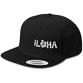 Snapback Flat Bill Left Side Panel Aloha Sky White Hibiscus Embroidery Acrylic