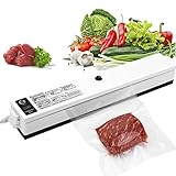 GOSCIEN Vacuum Sealer Machine, Food Sealer Machines Vacuum Food One-button Vacuum Sealing System for Household Commercial Use of Food Preservation with 15 Pcs Vacuum Bags