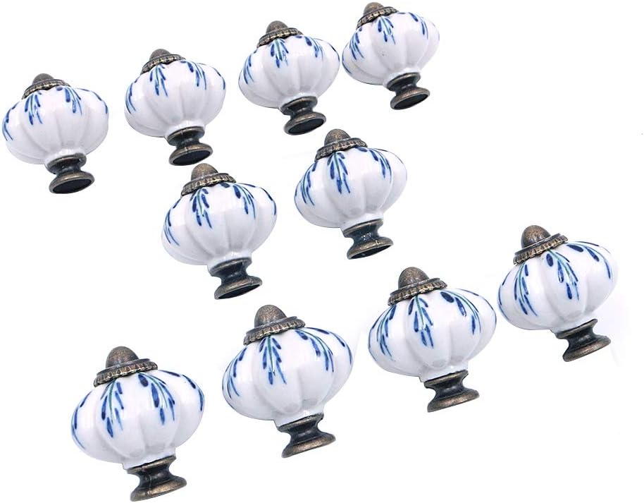 Namvo 10Pcs Light Blue Collection Ceramic Metal Door Knobs Vintage Shabby Chic Cupboard Drawer Pull Handles with 10 Screws (3.8 x 3.3 x 0.03 cm) - Image 5