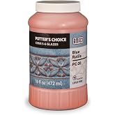 AMACO Potter's Choice Glaze, 16 oz. (473 mL), PC-20 Blue Rutile | Layerable Mid-High Fire Cone 5-6 (PC) Liquid Ceramic Pottery Glaze for Bisque, Pint, #35401D