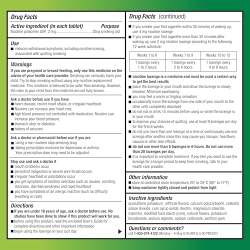 AMAZON BASIC CARE MINI NICOTINE POLACRILEX LOZENGE, 2 MG (NICOTINE), MINT FLAVOR, 135 COUNT