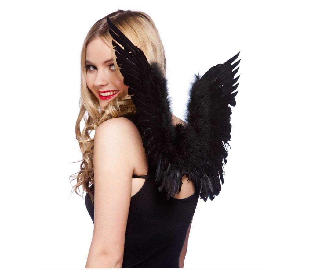 Wicked Costumes Small Feather Wings Black Fancy Dress Adult One Size