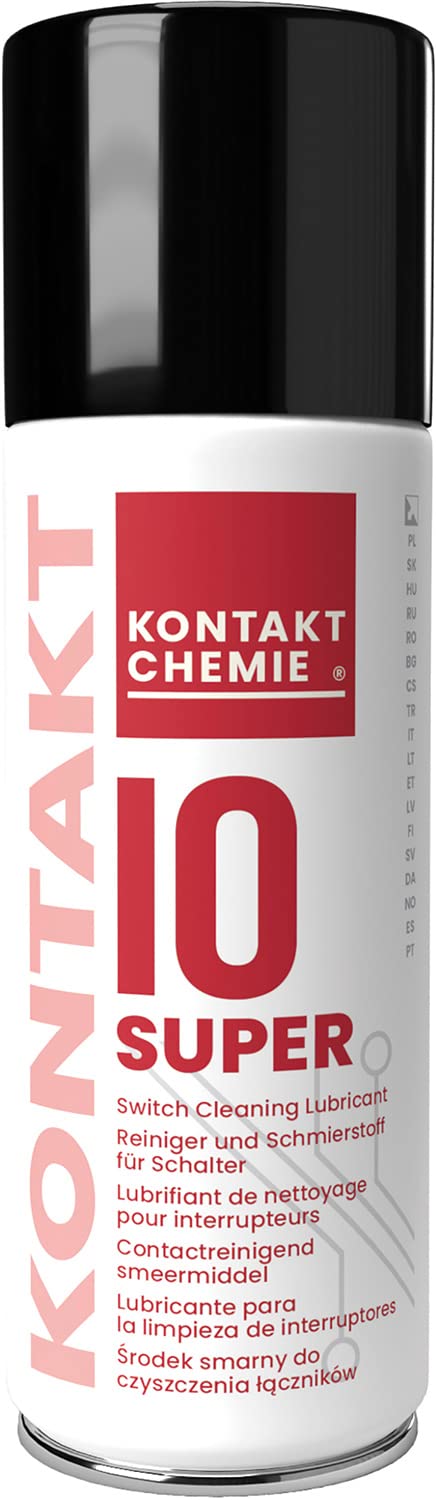 KONTAKT CHEMIE | Super 10 is Highly Efficient Contact and Switch Cleaner | 200ml, White, Black