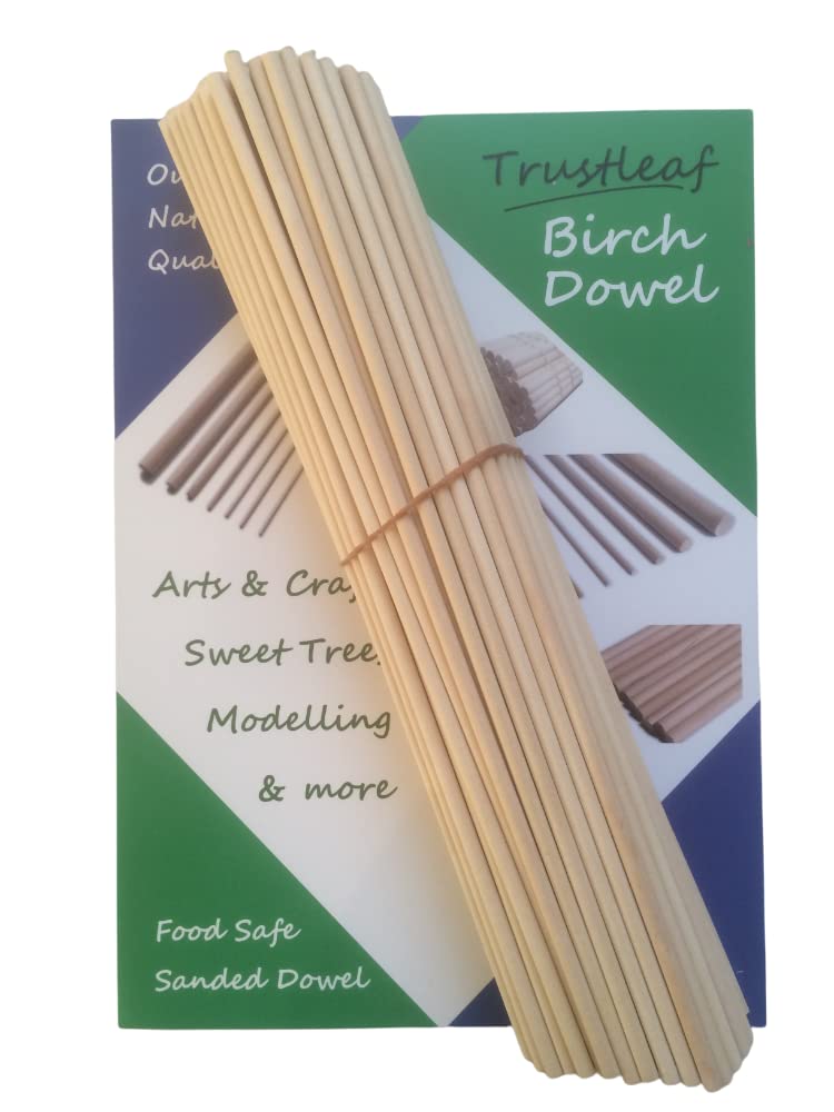 Trustleaf 5mm x 30cm Birch Hardwood Wooden Dowels (100 Dowels)