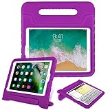 Fintie Case for Apple iPad 9.7 Inch 2018 (6th Gen) / iPad 9.7" 2017 (5th Gen) / iPad Air 2 / iPad Air - Kiddie Series Light Weight Shock Proof Convertible Handle Stand Cover Kids Friendly - Purple