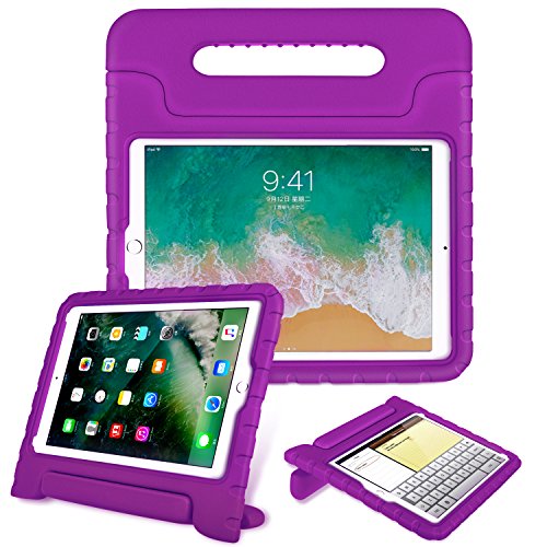 Fintie Case for Apple iPad 9.7 Inch 2018 (6th Gen) / iPad 9.7" 2017 (5th Gen) / iPad Air 2 / iPad Air - Kiddie Series Light Weight Shock Proof Convertible Handle Stand Cover Kids Friendly - Purple