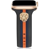 Designer Band with Charms Decor Compatible with Apple Watch Band 38mm 40mm 41mm 42mm 44mm 45mm 46mm 49mm Women Men, Stylish Silicone Sport Wristbands for iWatch Series 11 10 9 8 7 6 5 4 3 2 1 SE/3 Ultra 2/3