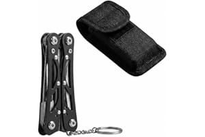 1 Pcs Mini Folding Multi Tool, Stainless Steel Multipurpose Folding Tools for Camping, Hiking, Repair, Outdoor Gear (Black)