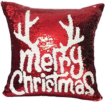 OverDose Home Decoration Christmas Reversible Flip Sequins Throw Pillow Case Sofa Car Cushion Cover Home Decor(No Pillow Insert)