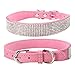 Sunward Bling Rhinestones Dog Collar - Soft Leather Made - Perfect For Pet Show & Daily Walking (M, Pink)