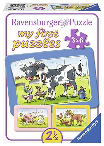 Ravensburger Kinderpuzzle - 06571 Gute Tierfreunde - my first puzzle mit 3x6 Teilen - Puzzle für Kinder ab 2,5 Jahren, Yellow