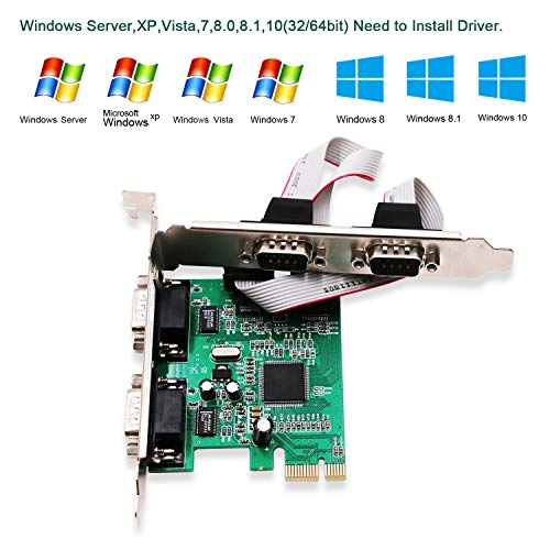 LinksTek 4 Port PCI Express Serial/RS-232/DB9/COM Card Adapter with 16C550 UART for Windows CE,XP,Vista,7,8.0,8.1,10(32/64bit) and Linux Systems-PCIE Serial Port Card (PCIE-SE4)