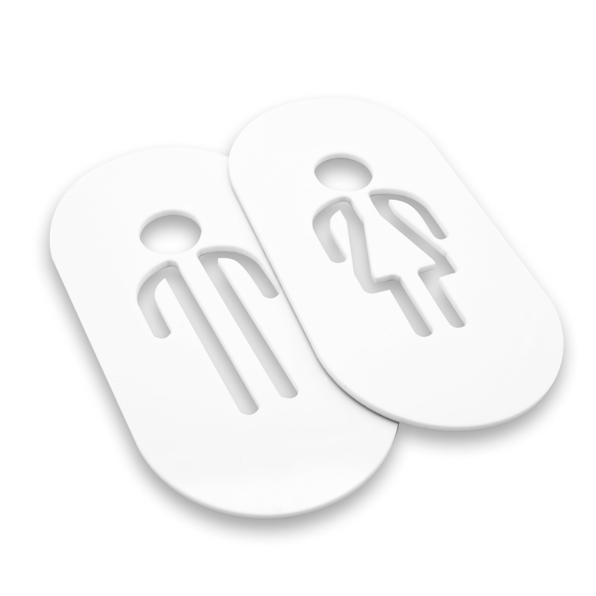 DOJA Barcelona | Men's and Women's Toilet Sign | White Acrylic | 160 x 80 mm | Pack of 2 | Minimalist Style