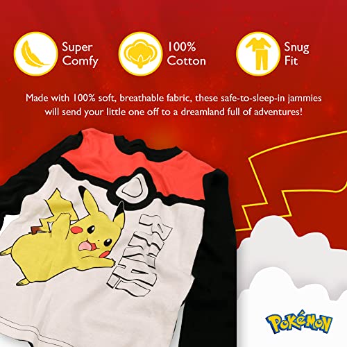 Pokémon boys 6-piece Snug-fit Cotton Pajama Set, Soft & Cute for Kids