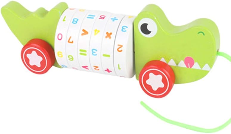 Amazon Corper Toys 木製パズル プルトイ 引っ張るおもちゃ 引っ張る車 ワニおもちゃ 数字 計算 パズル お散歩 木製 男の子 女の子 おもちゃ クリスマス プレゼント 手押し車 プルトイ おもちゃ