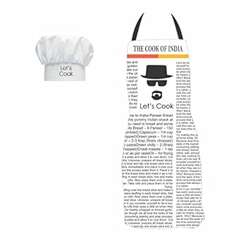 YaYa cafe Gifts for Men, The Cook of India Funny Kitchen Chef Apron for Men with Chef Hat, Birthday Anniversary Gifts for Husband Boyfriend