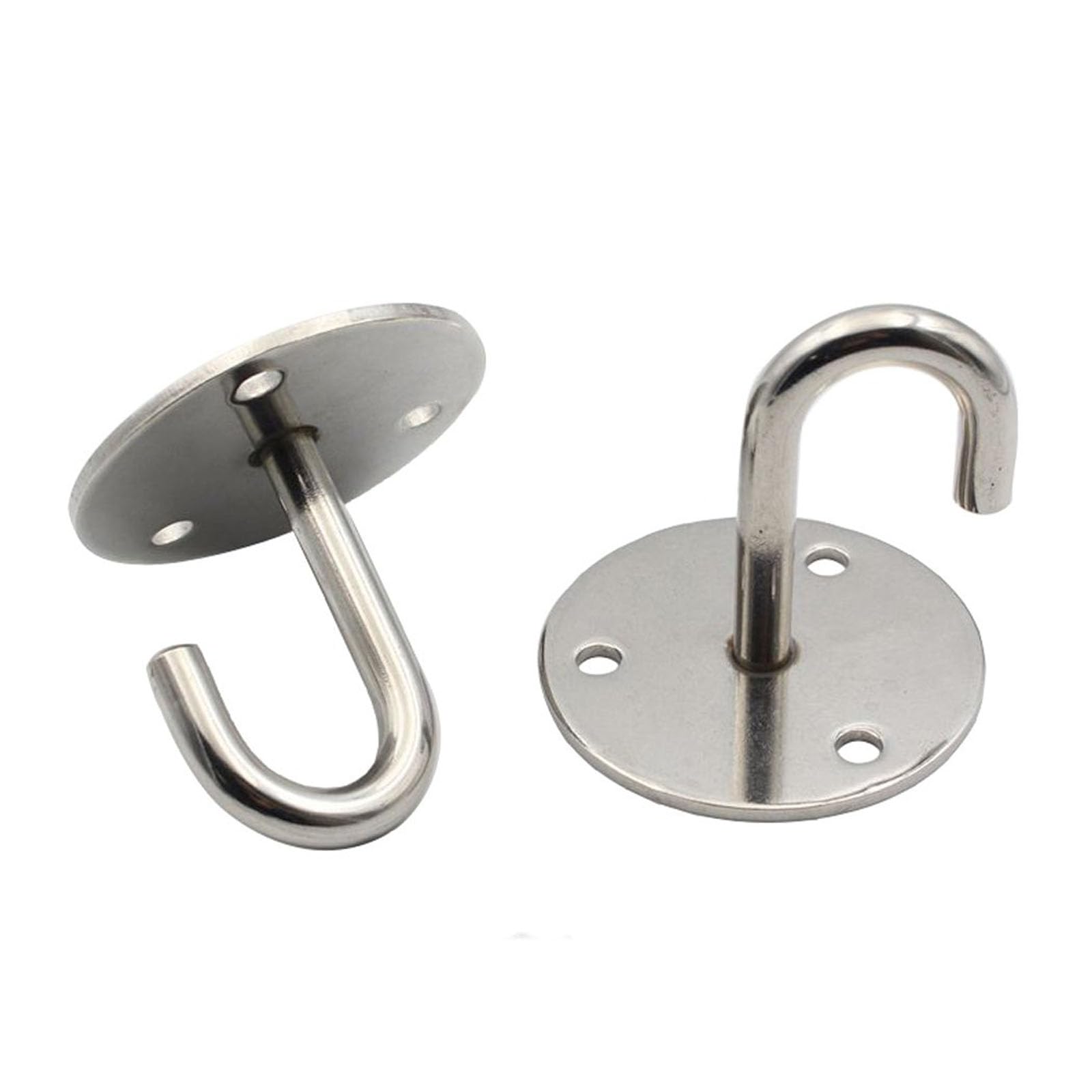 SeeRaphee Stainless Steel Round Base Screws Mount Ceiling Hooks Hanging Hook for Ceiling Fan Yoga and Hanging Plant Diameter 70mm 2PCS