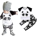 FEITONG Baby Toddler Boy Panda Shirt + Pants Kids Sets Outfit (12 Months, Black)