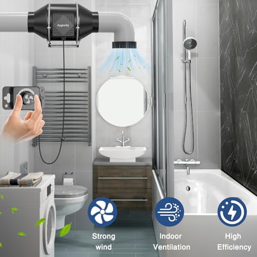 Aygrochy Adjustable Duct Fan 100 mm, Exhaust Fan 363 m³/h | EC motor pipe fan for basement, garage, kitchen, bathroom, growth tents, hydroponics, ventilation and exhaust blowers.