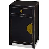 ChinaFurnitureOnline Distressed Black Petite Elmwood Chinese Ming Cabinet