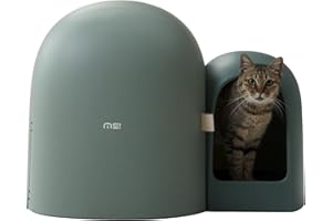 MS!MAKE SURE Cat Litter Box, Large Covered Hidden Dog Proof Closed Modern Cat Litter Box Furniture with Scoop, for Odor Control and Less Tracking, Easy to Clean,26.7"x19.6"19.6", Moss Green