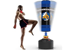 XMXAQ Punching Bag with Stand Adult Freestanding Heavy Boxing Bag with Suction Cup Base for Adult Youth, Men Stand Kickboxing Bag for Home Office Gym