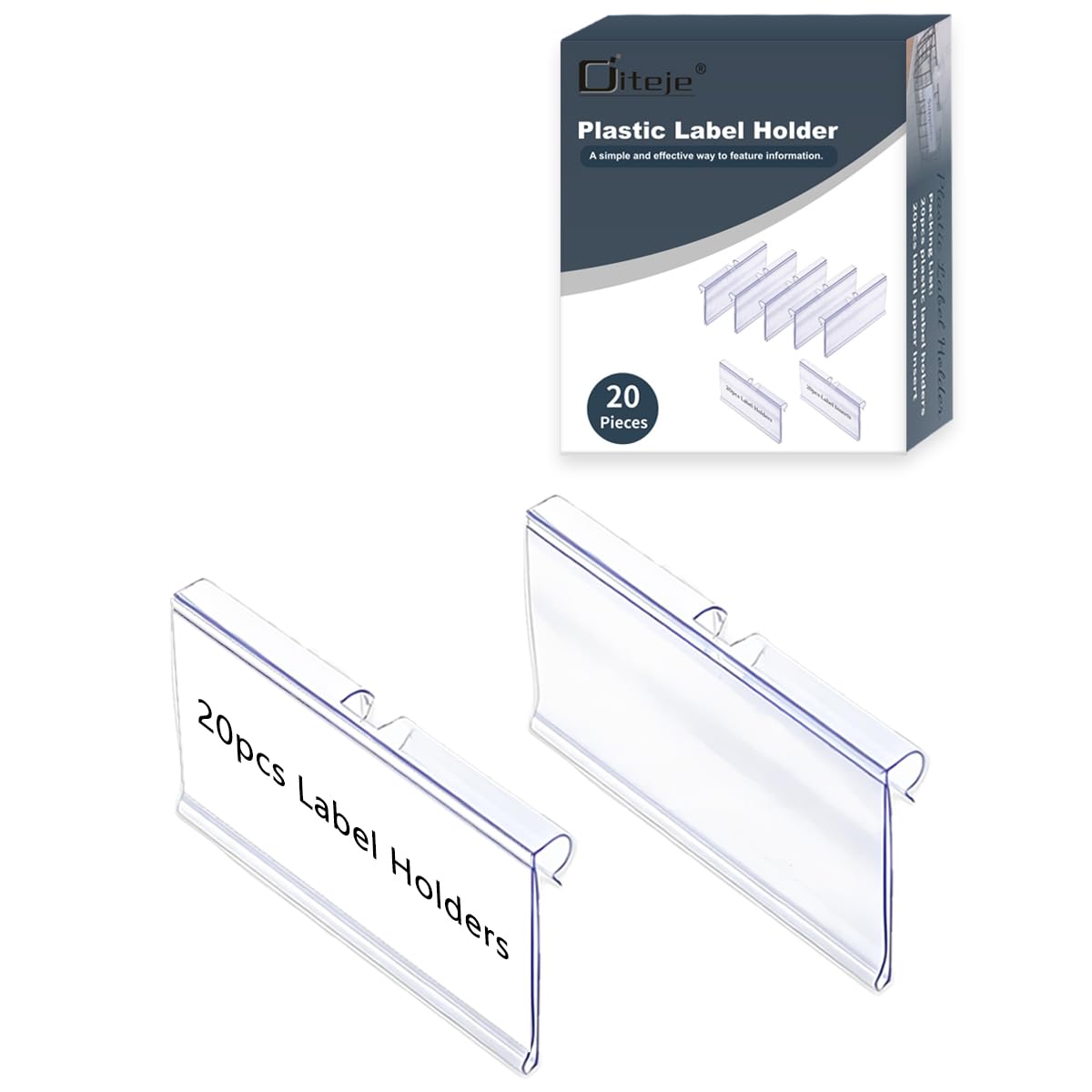 Photo 1 of Diteje 20 Pack Plastic Wire Shelf Label Holder,Shelving Rack Retail Sign Hook Labels Clip On with Paper Inserts, 3.94x1.50inch