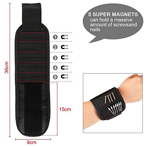 Yaheetech Magnetic Wristband with 5 Powerful Magnet for Holding Tools Screws, Nails, Drill Bits,ann Scissors -Best Unique Tool Gift for DIY Handyman, Father/Dad, Husband, Boyfriend, Men, Women