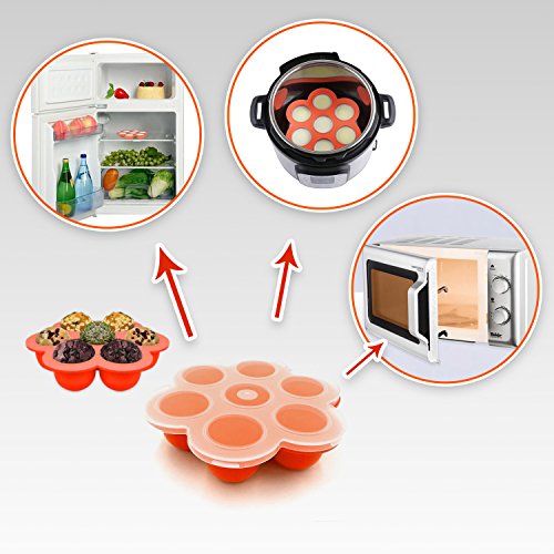 Silicone Egg Bites Molds for Instant Pot Accessories Fits Instant Pot 5,6,8 qt Pressure Cooker, Baby Food Container & Food Freezer Trays Ice Cube (Orange) - Thumbnail 6