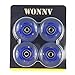 Wonnv LED Light-up Skateboard Wheels with ABEC-7 Bearings - Smoother Quieter Ride - 60x45mm - Blue Wheels