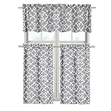 Ultra Luxurious Grey Shabby 3 Piece Kitchen Curtain Tier & Valance Set By GoodGram