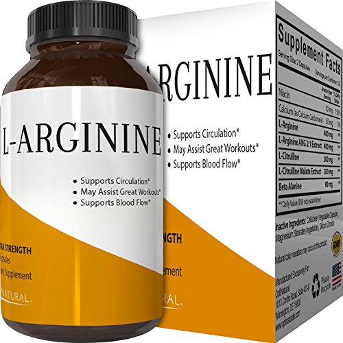 Opti Naturals Best L-Arginine Supplement HCL Essential Amino Acid Infusion Vitamin Antioxidant and Immune System Support Increase Energy Burn Body Fat Boost Metabolism for Men Women Teens