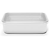 U Konserve Stainless Steel Rectangle Food Storage Bento Box Container, Leak Proof Silicone Lid Dishwasher Safe - Plastic Free, (45oz Clear)