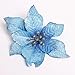 Zabrina 12 Pcs 13cm Christmas Tree Decorative Silk Flower Gold Poinsettia Bush and Red Poinsettia Bush Artificial Flowers Christmas Tree Ornaments, Blue