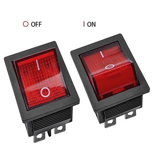 AutoEC On Off Illuminated Rocker Switch, 10Pcs AC 15A/250V 20A/125V 4 Pin Mini DPST Toggle Switch, Use for Car Auto Boat Household Appliances