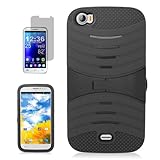 [ARENA] SOLID BLACK HYBRID WAVE STAND COVER HARD GEL CASE for BLU LIFE VIEW L110A + FREE SCREEN PROTECTOR