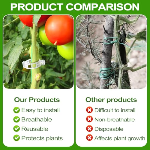 HGRGHH 300 PCS Garden Plant Clips, Plant Support Clips, Reusable Plastic Tomato Clips, for Climbing Plants such as Tomatoes, Cucumbers, Flowers and Peas