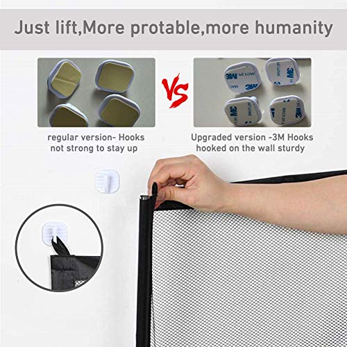 Upgraded Magic Gate for Dogs, Pet Safety Gate with Strong 3M Hooks, Mesh Dog Gate Portable Folding Safe Guard Install Anywhere-41\