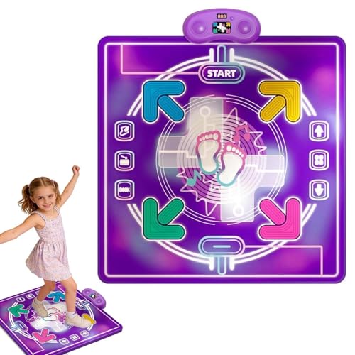 Bluetooth Music & Light Interactive Dance Mat, Bluetooth Dance Mat with 4 Modes, Music Dancing Game with 4 LED Light-Up Arrows,Built-in Musics,Convenient Foldable Design for Girls Boys (#One Light)
