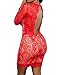 Womens Sexy Lace Deep V Neck Open Back Party Club Mini Dress (X-Large, Red)