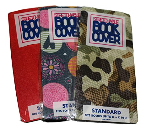 Pack of 3 Stretchable Book Covers - Fits Books up to 8" x 10" - Random Colors & Patterns - Thumbnail 3