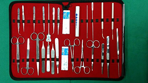 SYNAMED USA 40 PCS Advanced Dissection KIT for Anatomy and Biology Students with Scalpel Knife Handle 14 Blades CASE LAB Veterinary Botany Stainless Steel Dissecting Tool Set for Frogs Animals ETC