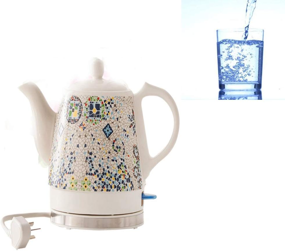 DTTKKUE 1000W Electric Kettle Retro Cordless Electric Ceramic Kettle Blue And White Porcelain Teapot Silent Boiling Water Intelligent Power Off-1.2L Coffee Oatmeal Soup