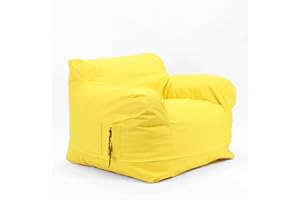 N&V Outdoor Foam Bean Bag Chair, Water-Repellent and Fading-Resistant Patio Floor Sofa, Yellow