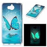 HuaWei Y5 2017 Case, Luminous Noctilucent Glow in the Dark Case Matching Design Protective Phone Back Cover TPU Shell Case for HuaWei Y5 2017 (butterfly)