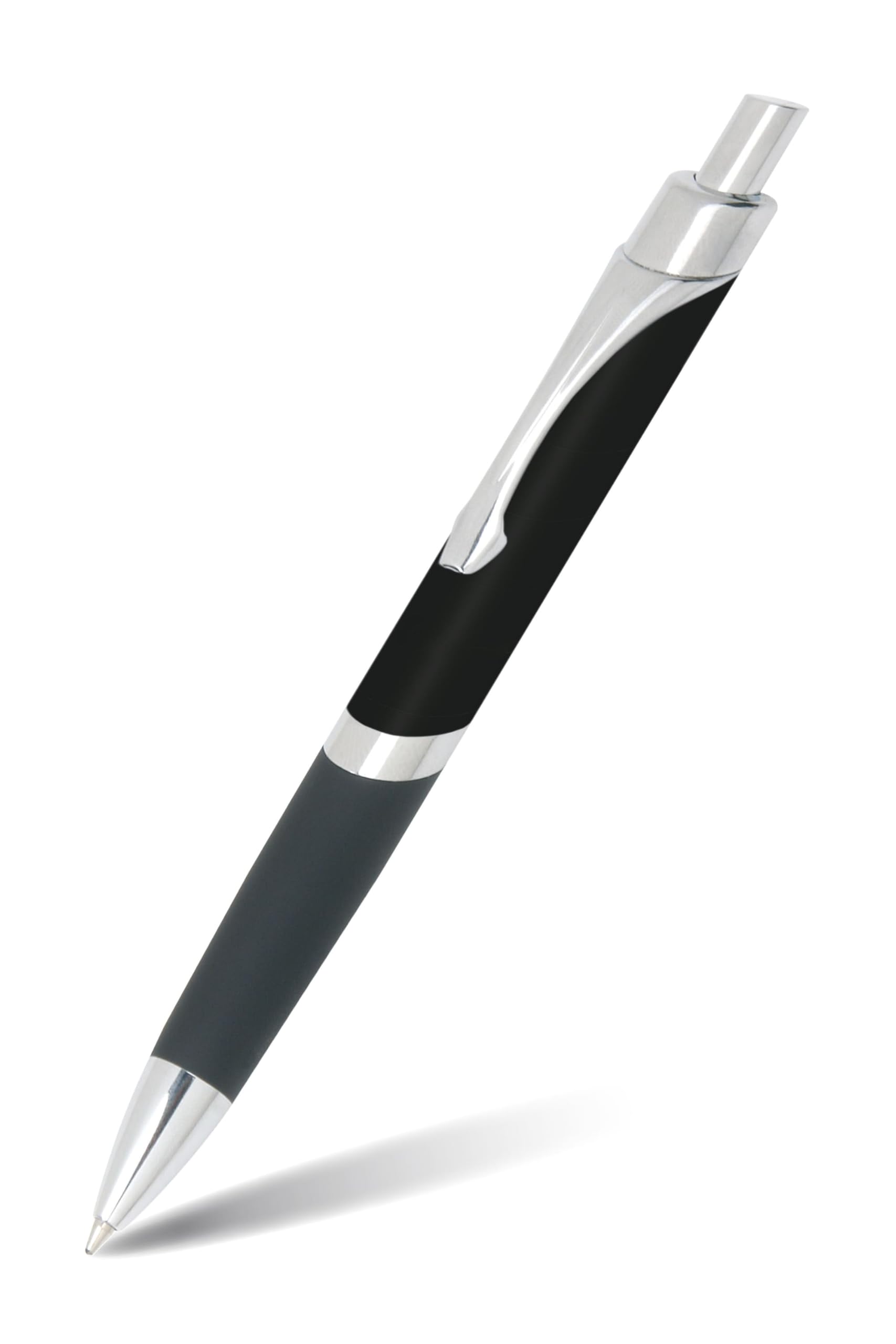 Online ballpoint pen Sporty Black, noble biro, retractable ball pen made of aluminum, replaceable refill, blue writing color — image 1