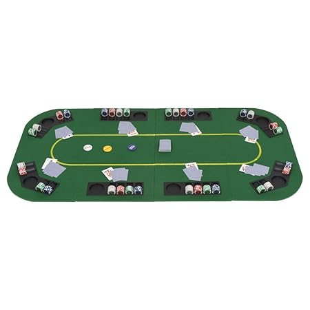 tidyard 8-Spieler Poker Tischauflage Faltbar 4-Fach Rechteckig Pokertisch Spieltisch Gr¨¹n