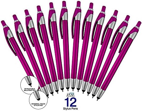 12 Pack Violet Stylus with Ball Point Pen for iPad Mini, iPad 2/3, New iPad, iPhone 5 4S 4 3GS, iPod Touch, Motorola Xoom, Xyboard, Droid, Samsung Galaxy Asus (12 Pack Violet)