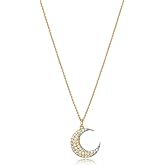 Miss mimi Moissanite Pendant Necklace for Women, 925 Sterling Silver Cross, Heart, Moon & 2CT Solitaire Options, 18K Gold Plated or Rhodium Plated, Adjustable 16–18 in Chain + 2 in Extender